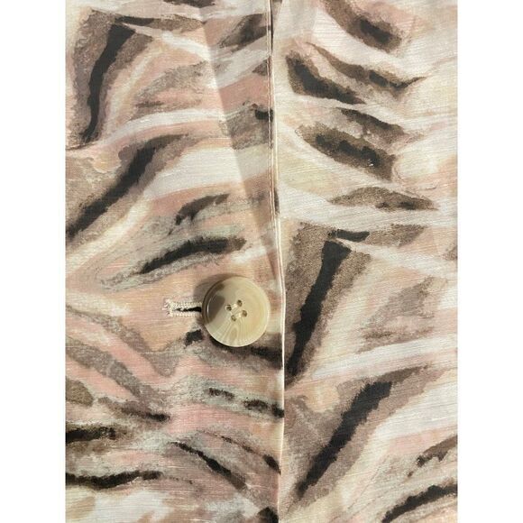 Chico's Brown Blush Animal Print Linen Blend Blazer 1 Medium - Picture 4 of 5